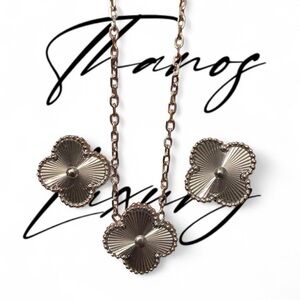 Elegant sterling silver, clover Pendant Necklace and Earrings Set